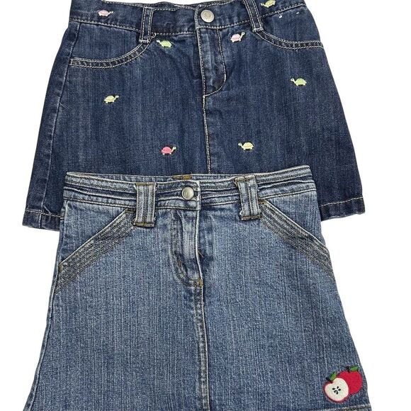 Gymboree Girls Size 6 Blue Denim Skorts Bundle Set of 2 Casual Turtle Print - Picture 1 of 11